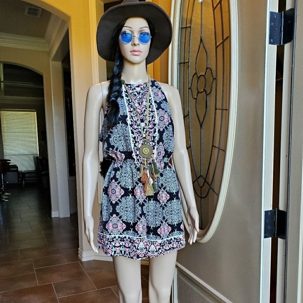 Miami Black and pink romper